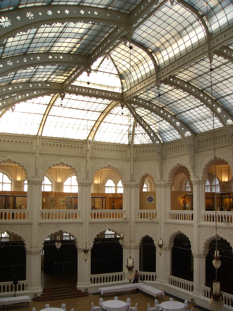 Modern interior with glass ceiling